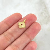 Pendant Clover Diamond Cut Spiral 0.7gr / 1.7cm / Yellow Gold 18K Dotted