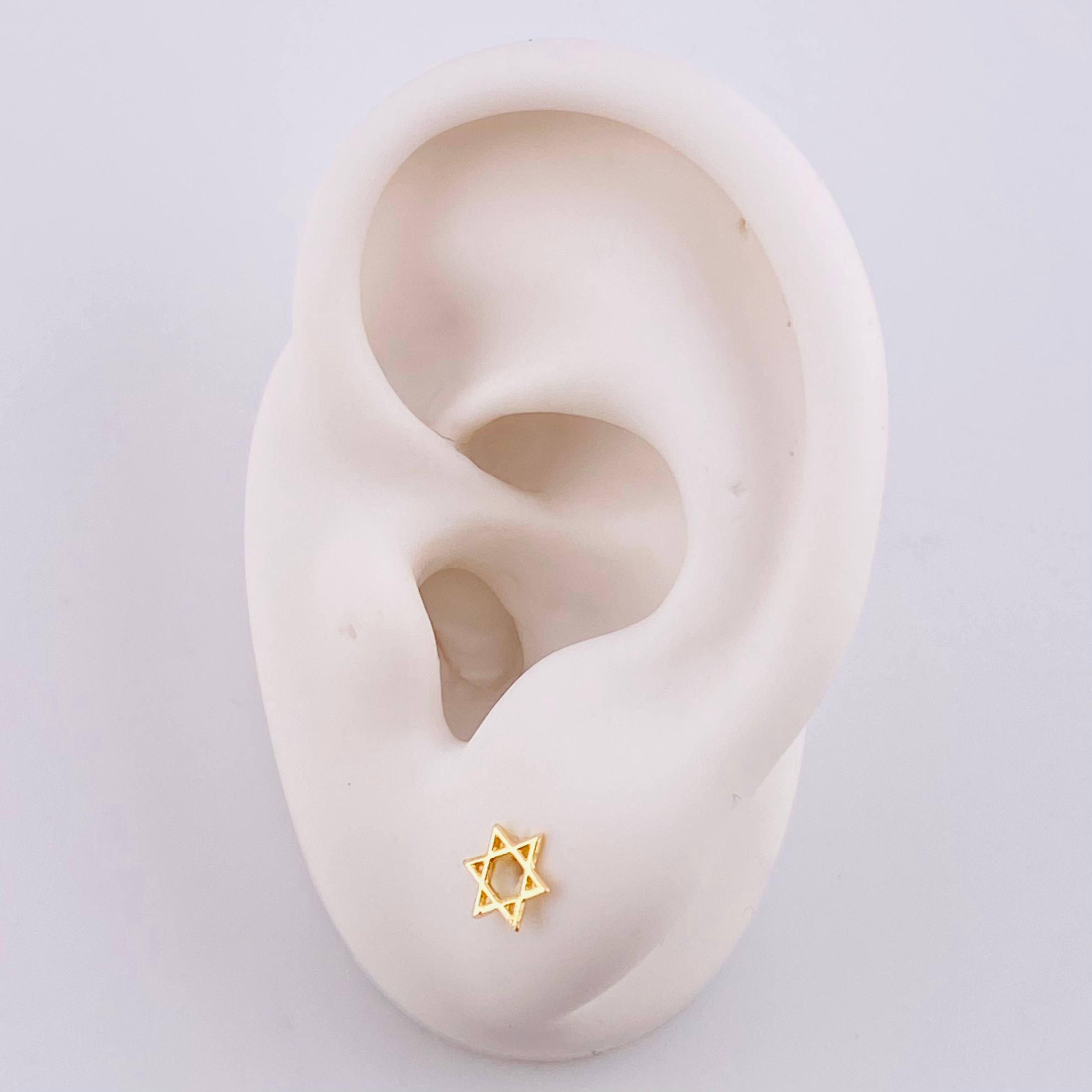 Topos Estrella De David Silueta 0.5g / in / 7mm Oro Amarillo 18K
