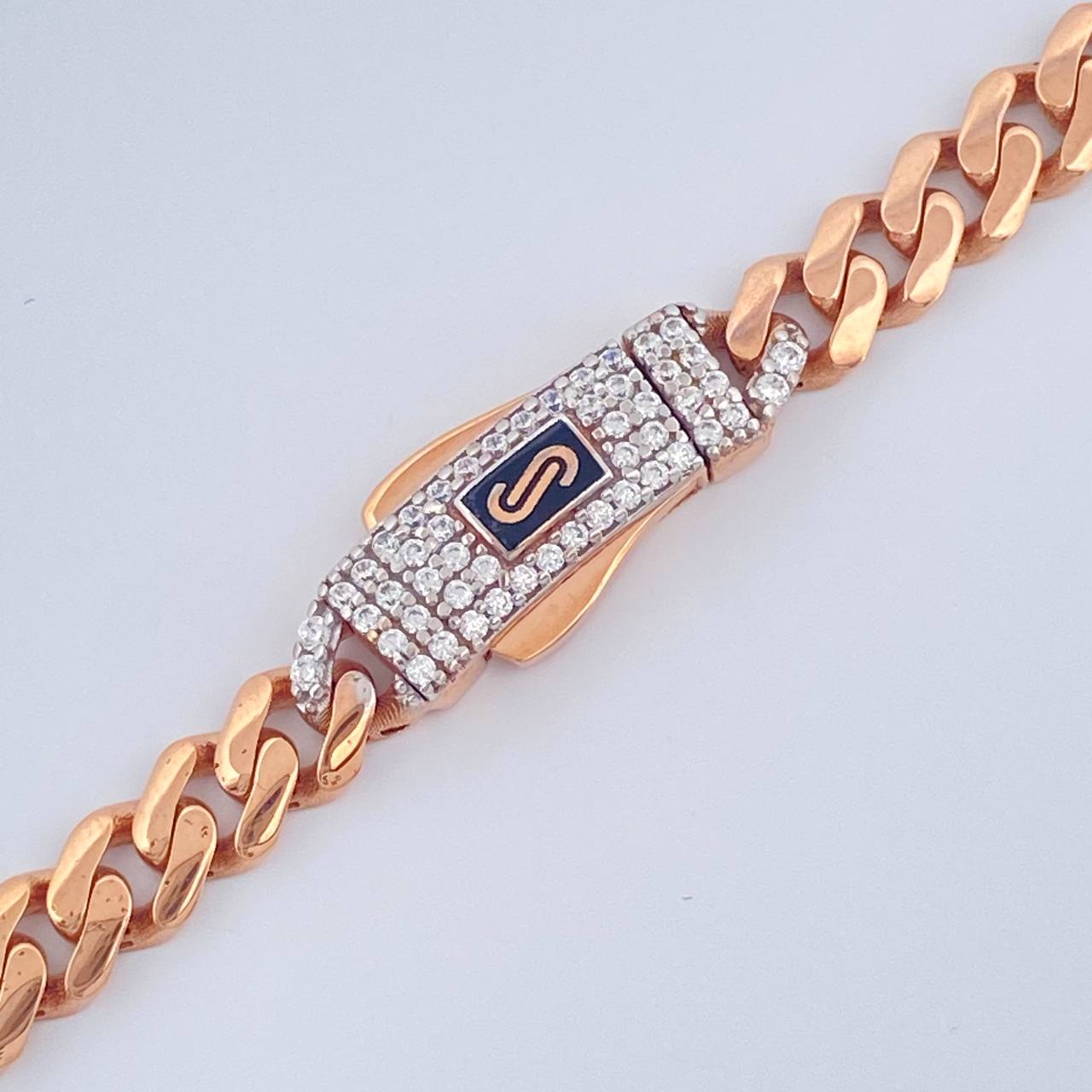 Cadena Cubano Monaco 19.25gr / 24 in / 4.85mm Dos Oros Blanco Rosa +4 18K &