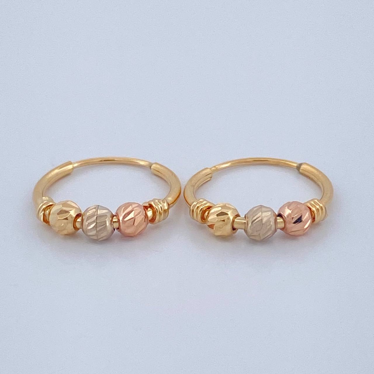Candongas Trio 0.95gr / 1/2 in / Tres Oros 18K &