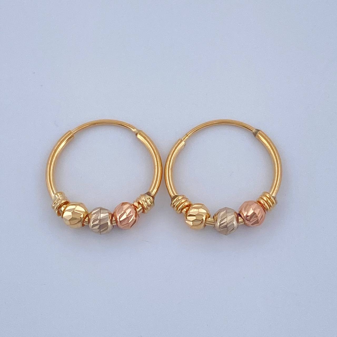 Candongas Trio 0.95gr / 1/2 in / Tres Oros 18K &