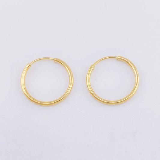 Hoop Earrings Smooth Ring 0.45g / 1/2 in 18K Yellow Gold