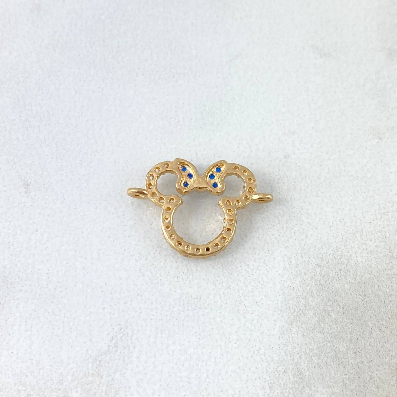 Charm Mouse Bow 1.1gr / 1.6cm / White Blue Zircons Two Yellows Gold White *