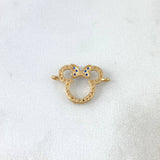 Charm Mouse Bow 1.1gr / 1.6cm / White Blue Zircons Two Yellows Gold White *