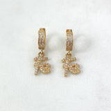 Hoop Earrings Fe 4.05gr / 2.5cm / White Zircons Yellow Gold