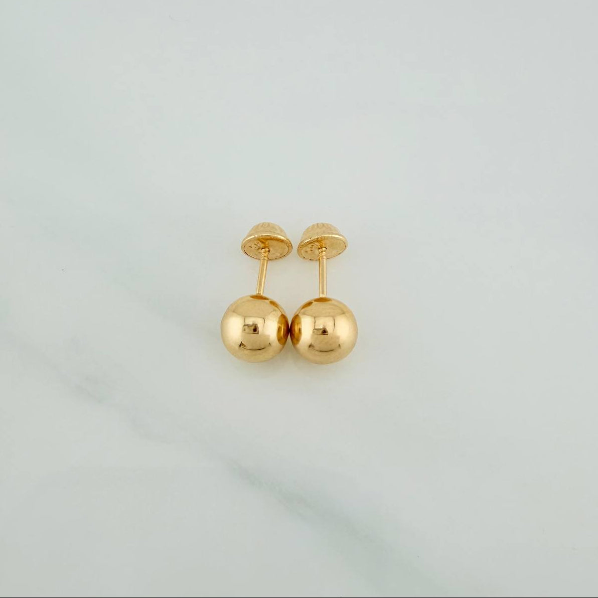 Stud Earrings Bead 0.75gr / 7mm Yellow Gold 18K %