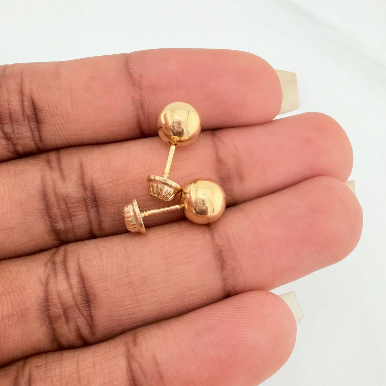 Stud Earrings Bead 0.75gr / 7mm Yellow Gold 18K %