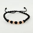 Black Woven Bracelet with Plain Rose Gold 18K Beads