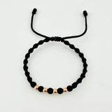 Black Woven Bracelet with Plain Rose Gold 18K Beads