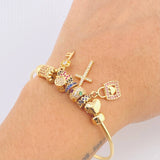 Pulso PD Minnie-Cruz-Llave-Cruz-Corazón 16gr / 7 in / Oro Amarillo 18K