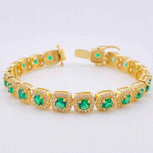 Pulso Tenis Halo Cubico 19gr / 6 3/4 in / 7.2mm Oro Amarillo 18K ©