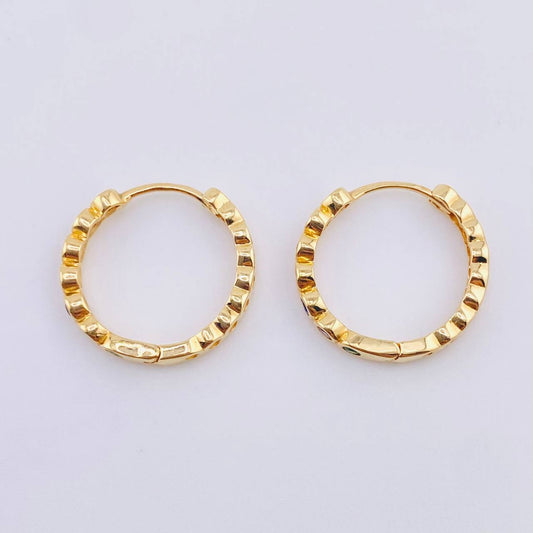 Candongas Carril Ojos Huecos 2.9gr / 1/2 in / Oro Amarillo 18K *