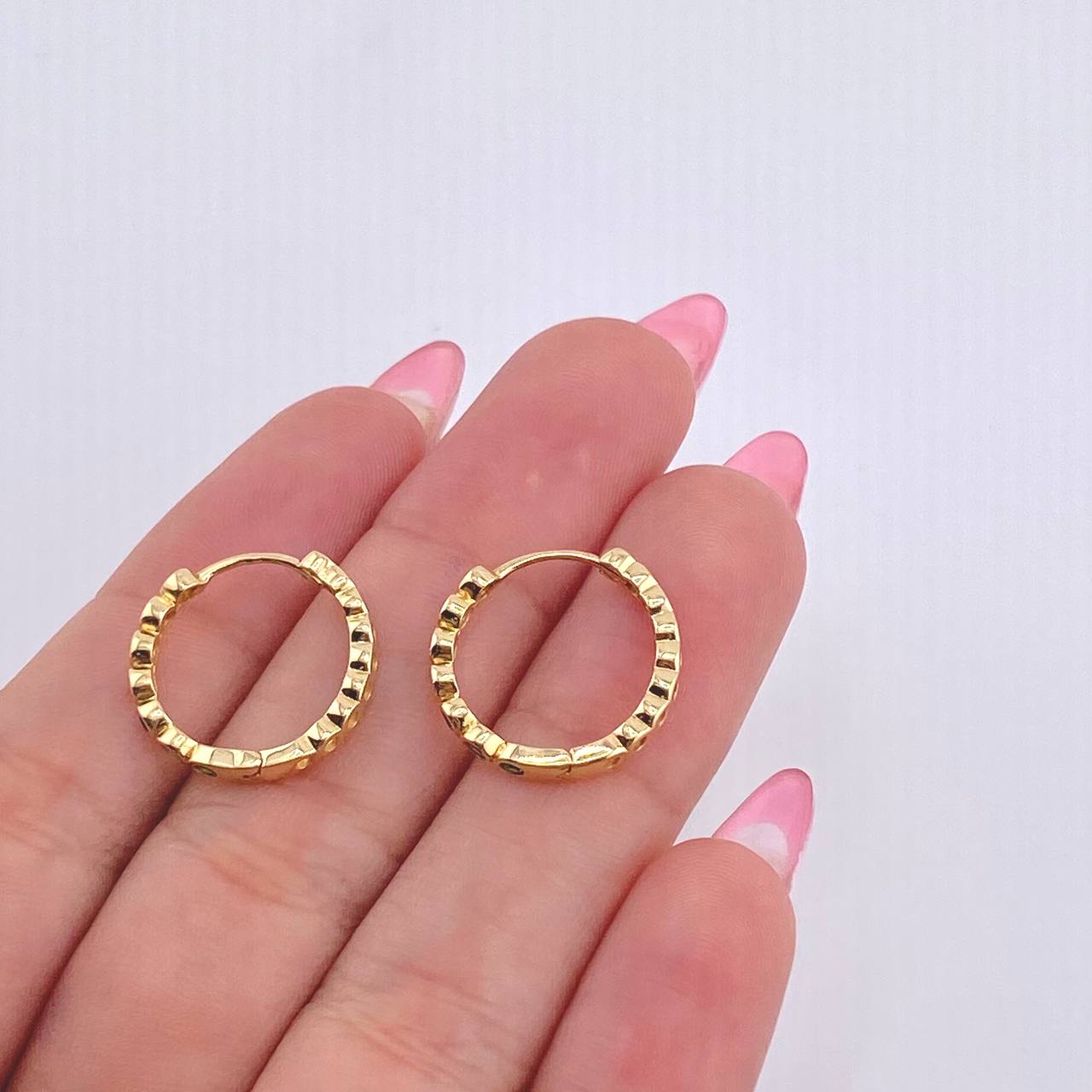 Candongas Carril Ojos Huecos 2.9gr / 1/2 in / Oro Amarillo 18K *