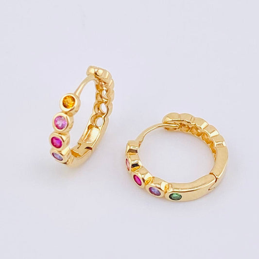Candongas Carril Ojos Huecos 2.2gr / 1/2 in / Oro Amarillo 18K *