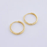 Candongas Carril Liso 1.6gr / 1/2 in / Oro Amarillo 18K *