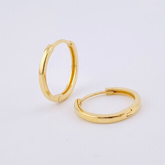 Candongas Carril Liso 1.6gr / 1/2 in / Oro Amarillo 18K *