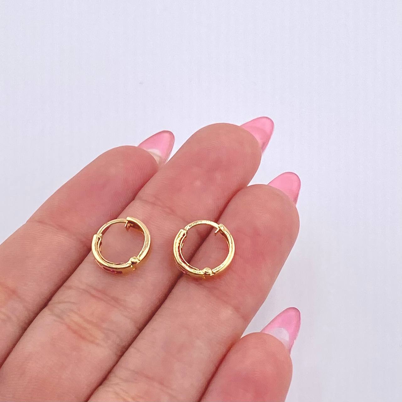Candongas Carril 0.8gr / 1/2 in / Oro Amarillo 18K *