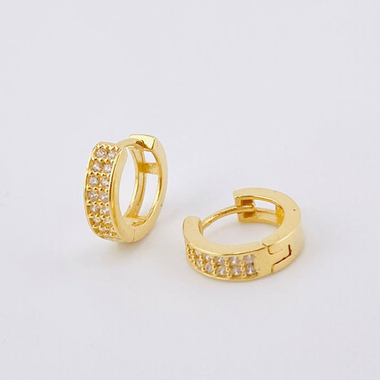 Candongas Doble Carril 2.05gr / 1/2 in / Oro Amarillo 18K *