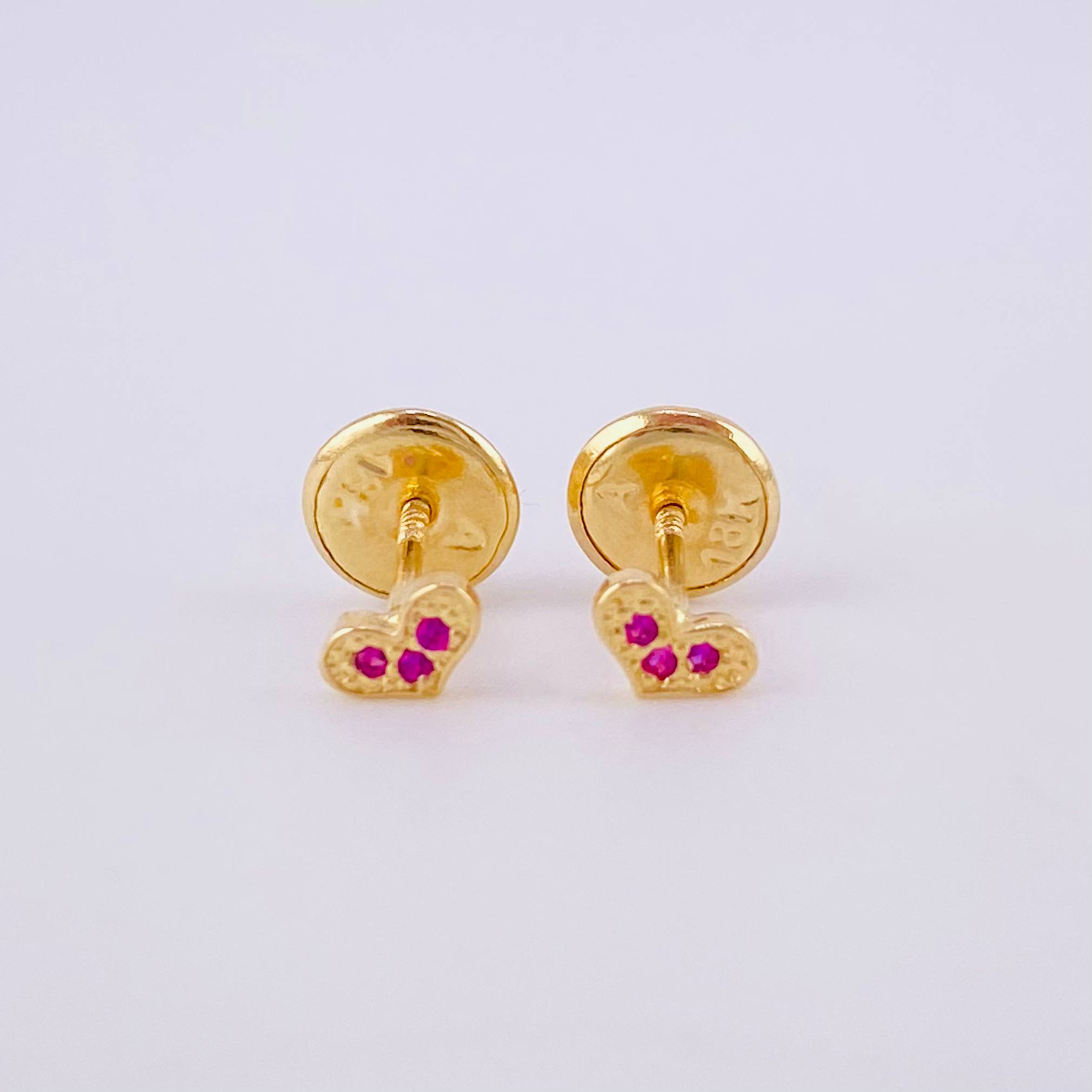 Stud Earrings Heart 0.45g / in / 1.3mm Yellow Gold 18K