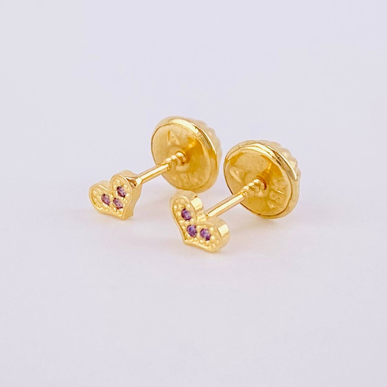 Stud Earrings Heart 0.5g / in / 2.7mm Yellow Gold 18K