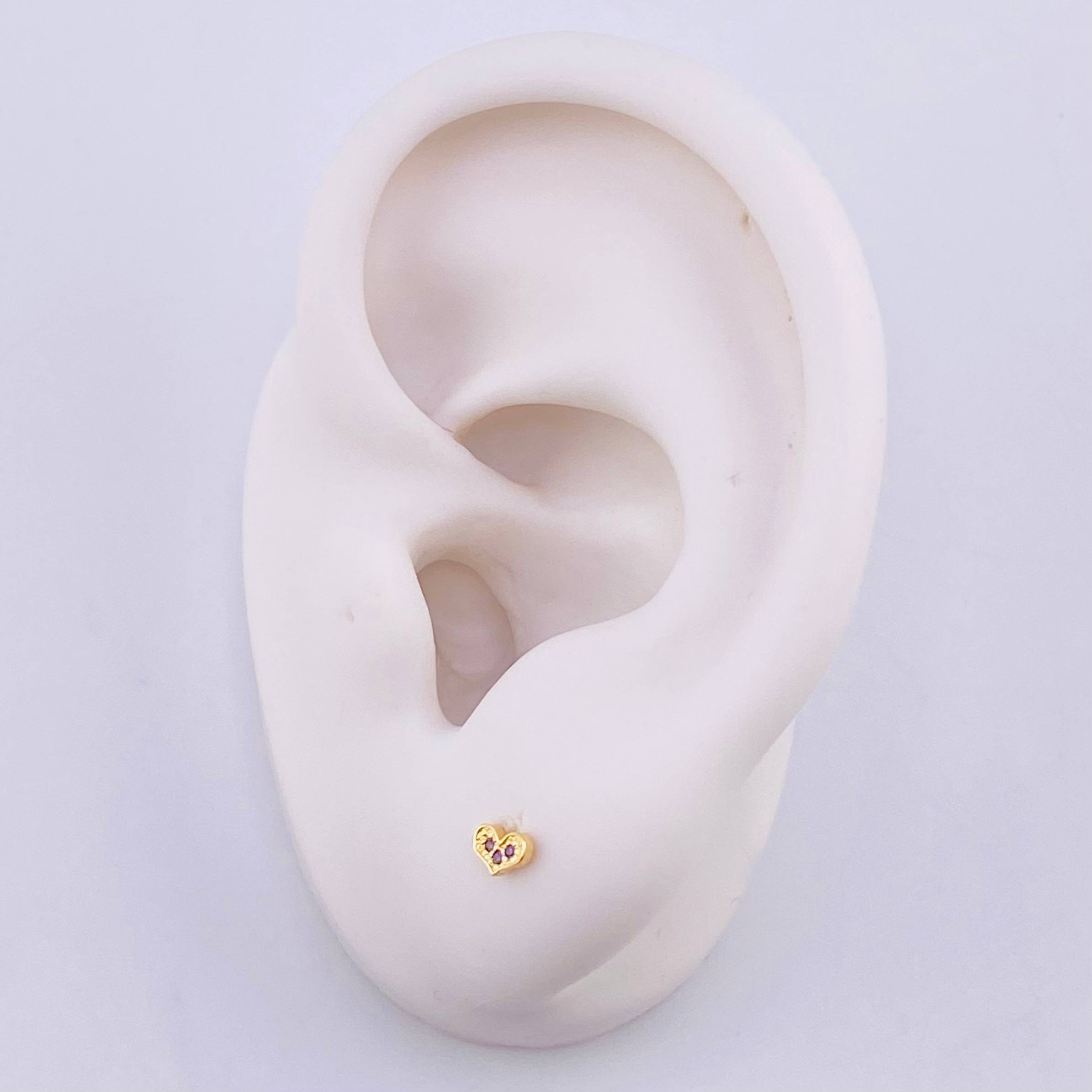 Stud Earrings Heart 0.5g / in / 2.7mm Yellow Gold 18K