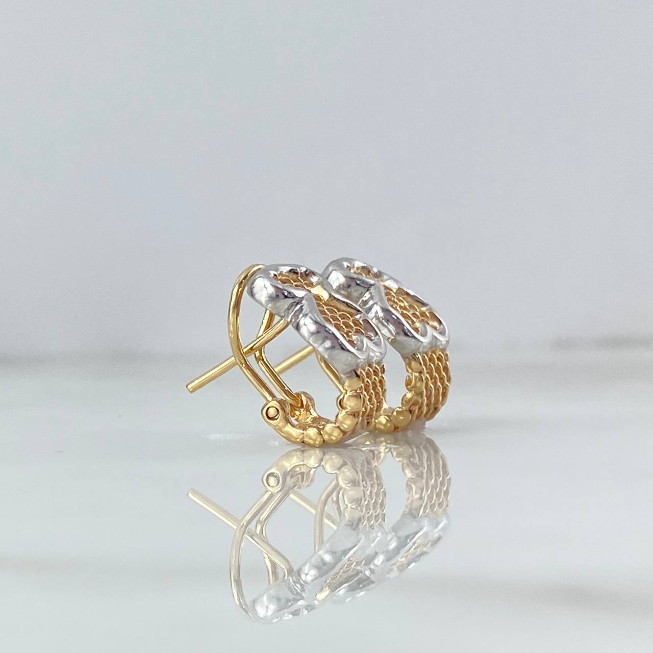 Hoop Earrings Mesh Bear TS 5.25gr / 1.5cm / Lobster Claw Omega Two Golds Yellow White ©