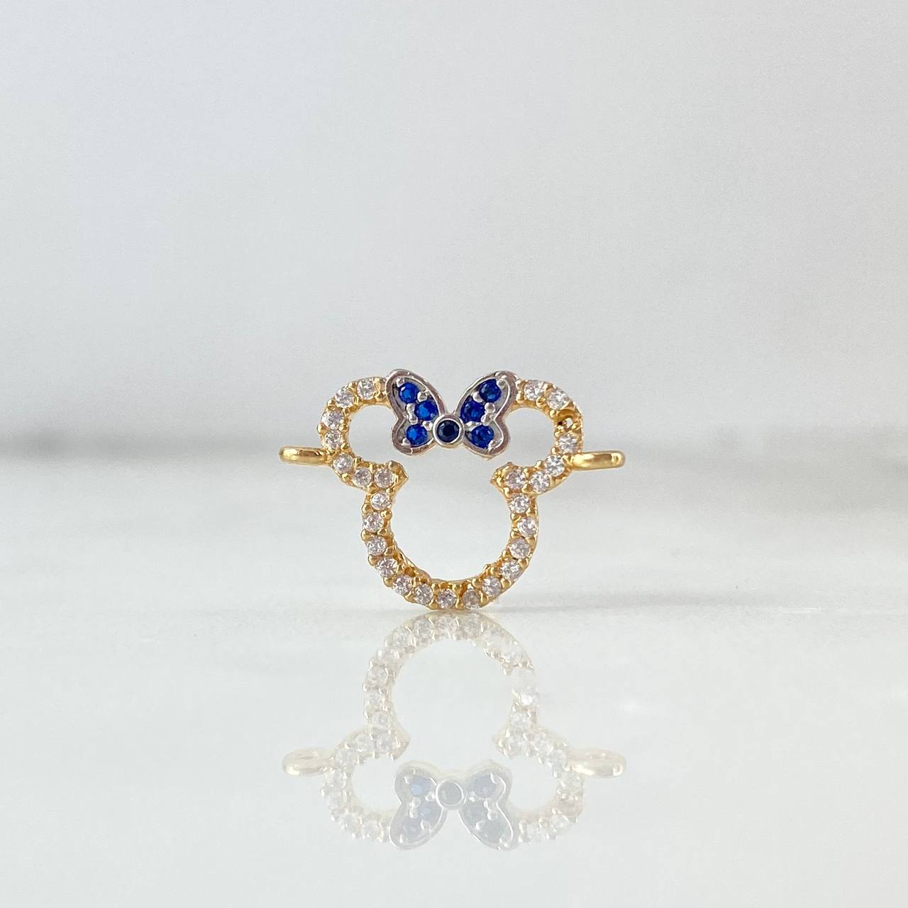 Charm Mouse Bow 1.1gr / 1.6cm / White Blue Zircons Two Yellows Gold White *