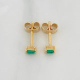 Stud Earrings Rectangle Emeralds 10pts 1.25g / in / 1.4mm Yellow Gold 18K