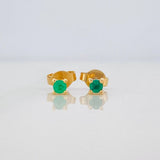 Stud Earrings Four Prongs Emeralds 10pts 0.85g / in / 3mm Yellow Gold 18K