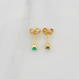 Stud Earrings Four Prongs Emeralds 10pts 0.85g / in / 3mm Yellow Gold 18K