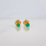 Stud Earrings Four Prongs Emeralds 15pts 0.65g / in / 1.3mm Yellow Gold 18K