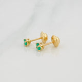 Stud Earrings Four Prongs Emeralds 15pts 0.65g / in / 1.3mm Yellow Gold 18K