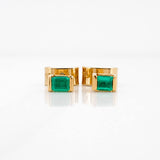 Stud Earrings Rectangle Emeralds 10pts 1.25g / in / 1.4mm Yellow Gold 18K