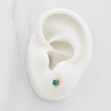 Stud Earrings Rectangle Emeralds 10pts 1.25g / in / 1.4mm Yellow Gold 18K
