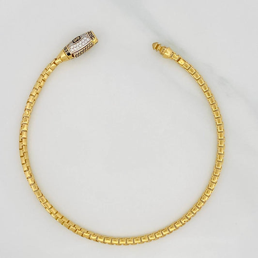 Pulso Veneciano Infinito 6.25g / 8 1/4 in / 2.87mm Dos Oros Amarillo Blanco 18K