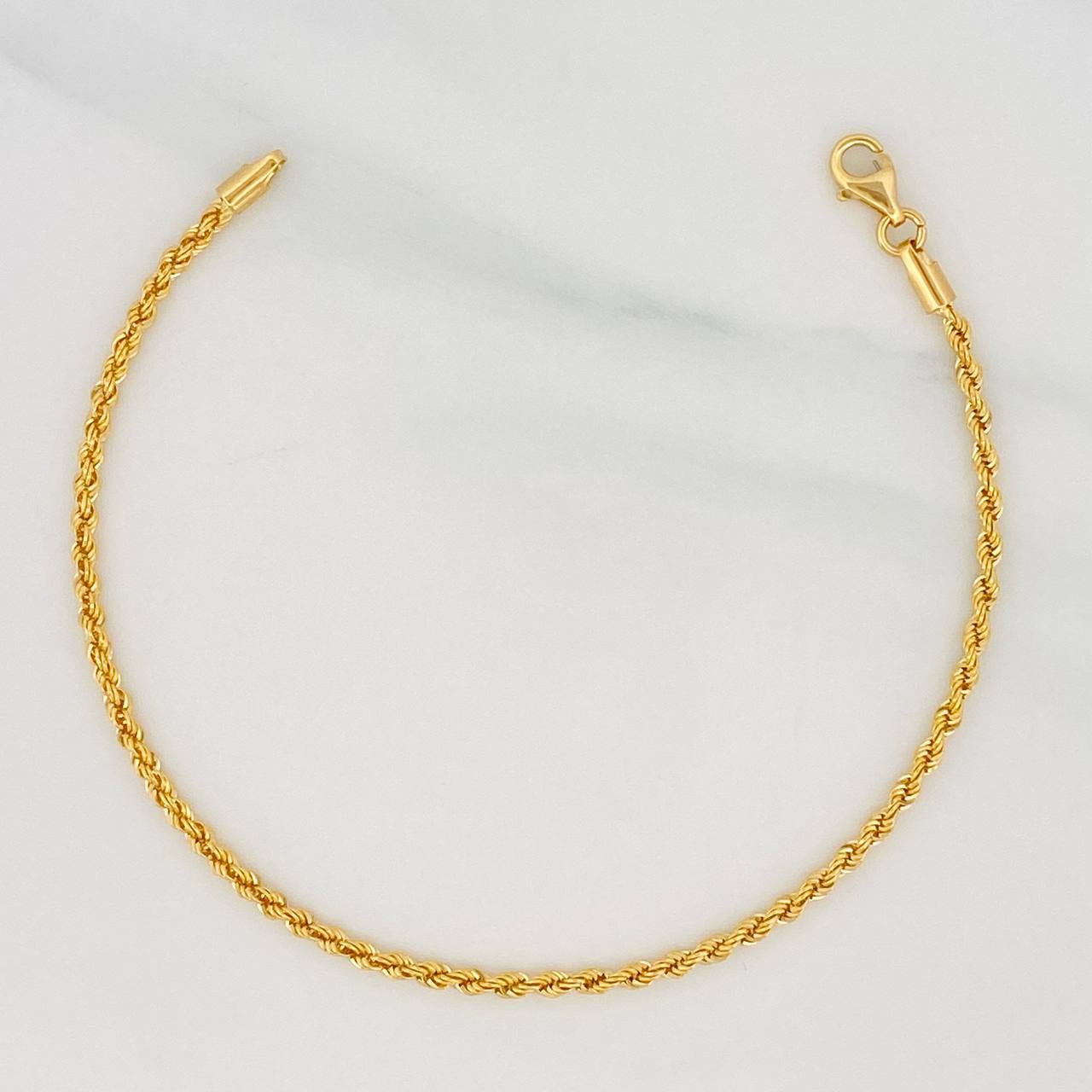 Rope Bracelet 1.65g / 7 1/4 in / 2.15mm Yellow Gold 18K