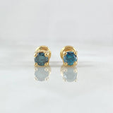 Stud Earrings Circle Four Claws 1.55gr / 5mm Blue Diamonds 50pts Yellow Gold 18K (Jewel) ©