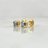 Stud Earrings Circle Four Claws 1.55gr / 5mm Blue Diamonds 50pts Yellow Gold 18K (Jewel) ©