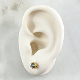 Stud Earrings Circle Four Claws 1.55gr / 5mm Blue Diamonds 50pts Yellow Gold 18K (Jewel) ©