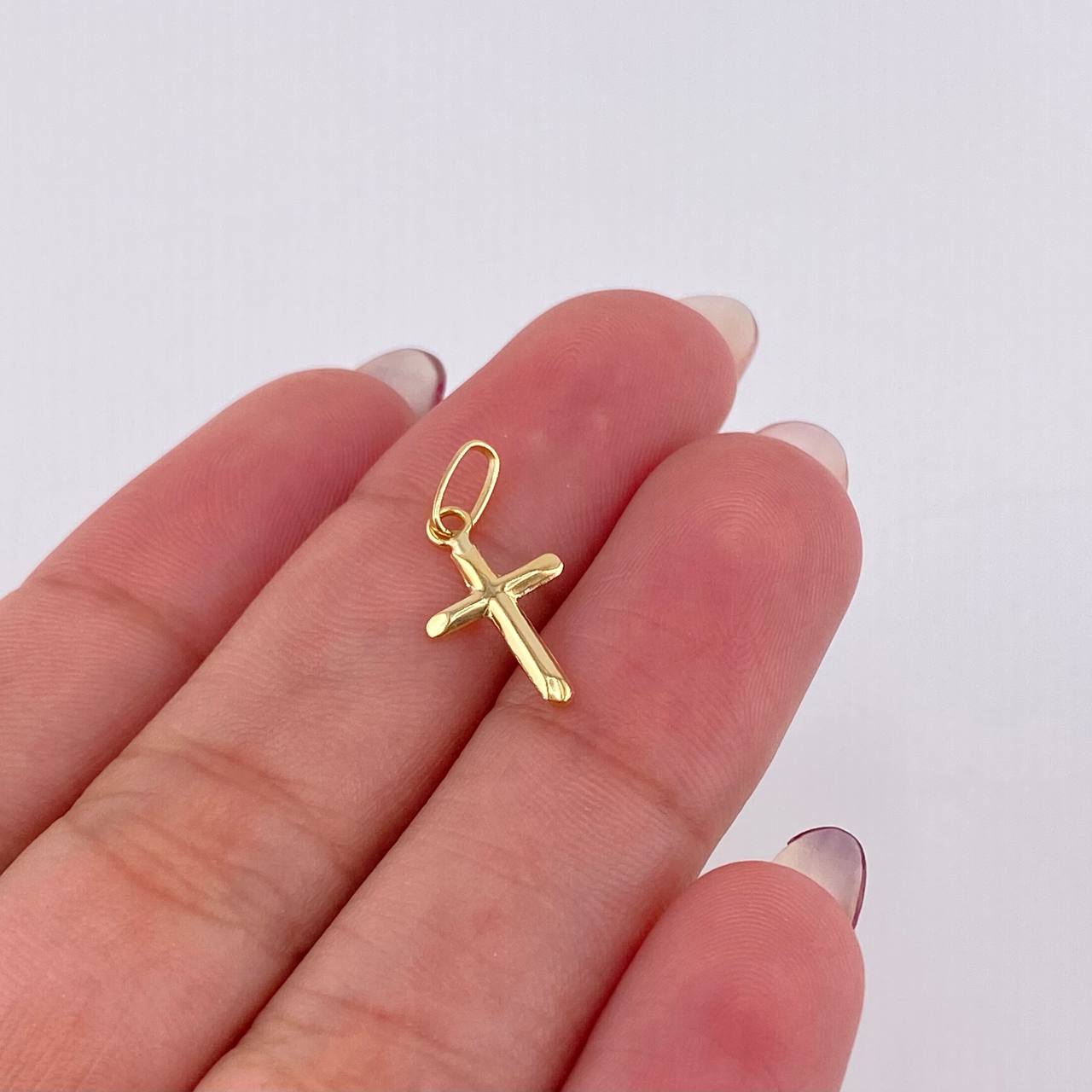 Pendant Flat Tip Cross 0.2 g / 1/2 in Yellow Gold 18K