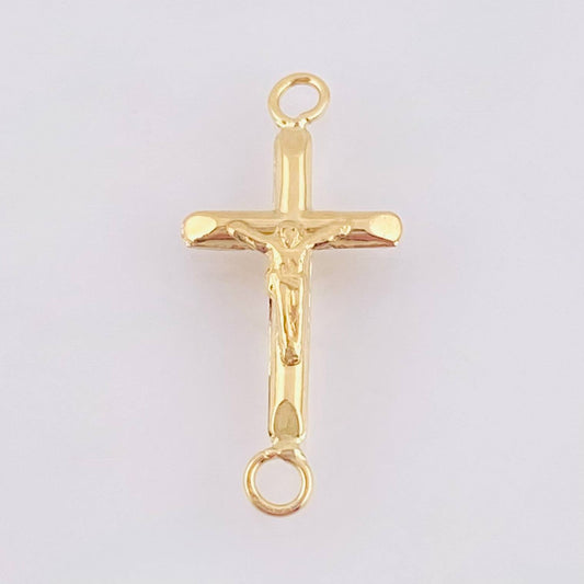 Dije Cruz Cristo Puntas Planas 0.6gr / 1 in / Oro Amarillo 18K