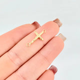 Dije Cruz Cristo Puntas Planas 0.55gr / 1 in / Oro Amarillo 18K