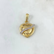 Pendant Heart Ribbon 3.3gr / 2.8cm / White Zircons Two Yellow and White Golds