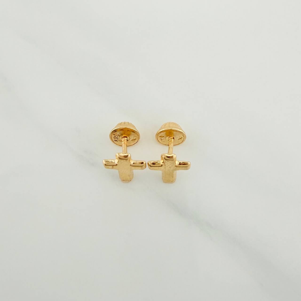 Cross Stud Earrings 0.6gr / 9.14mm Yellow Gold 18K %