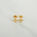 Cross Stud Earrings 0.6gr / 9.14mm Yellow Gold 18K %
