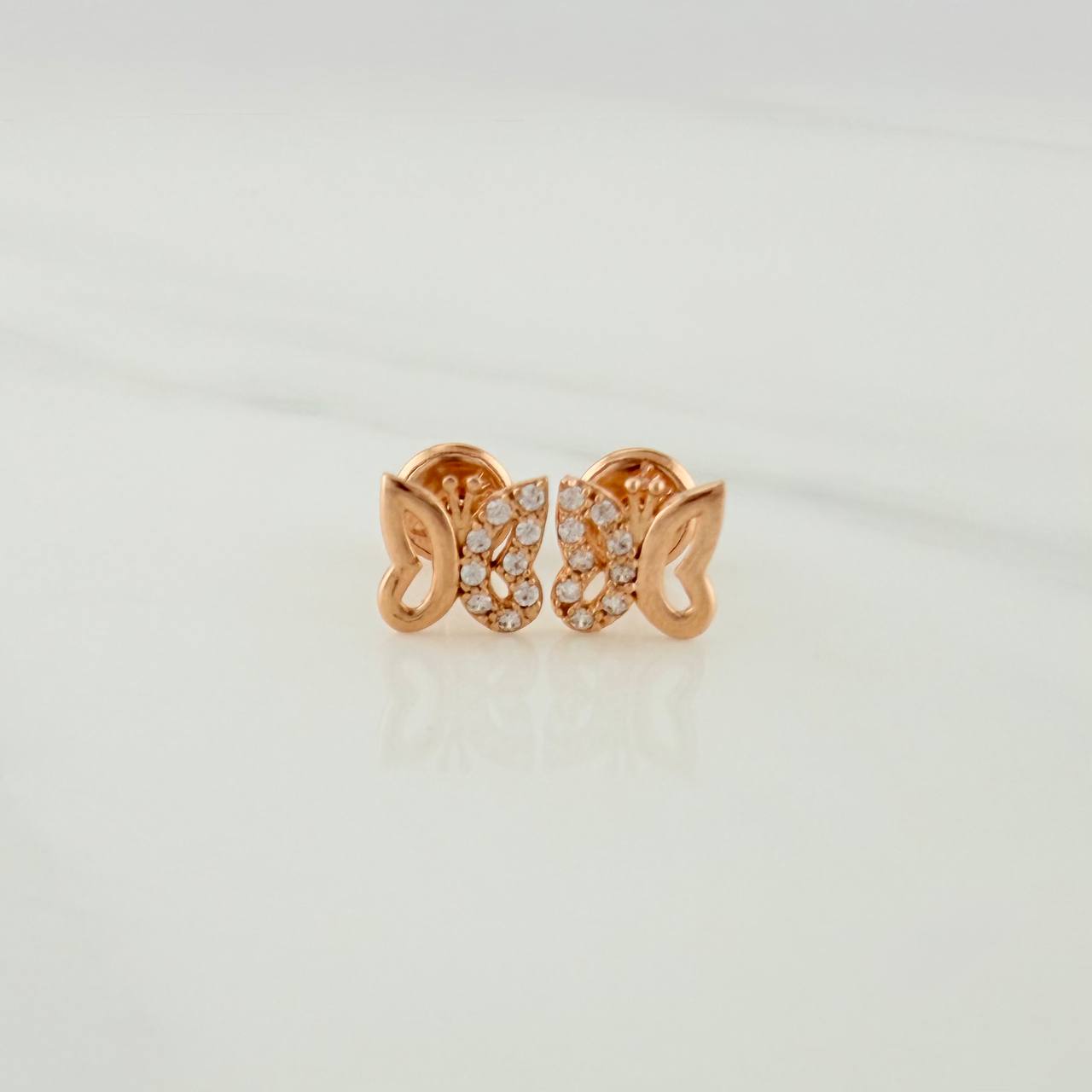 Butterfly Silhouette Stud Earrings 0.9gr / 6.66mm 18K Rose Gold %