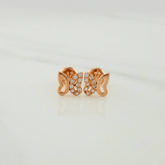 Butterfly Silhouette Stud Earrings 0.9gr / 6.66mm 18K Rose Gold %