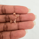 Butterfly Silhouette Stud Earrings 0.9gr / 6.66mm 18K Rose Gold %