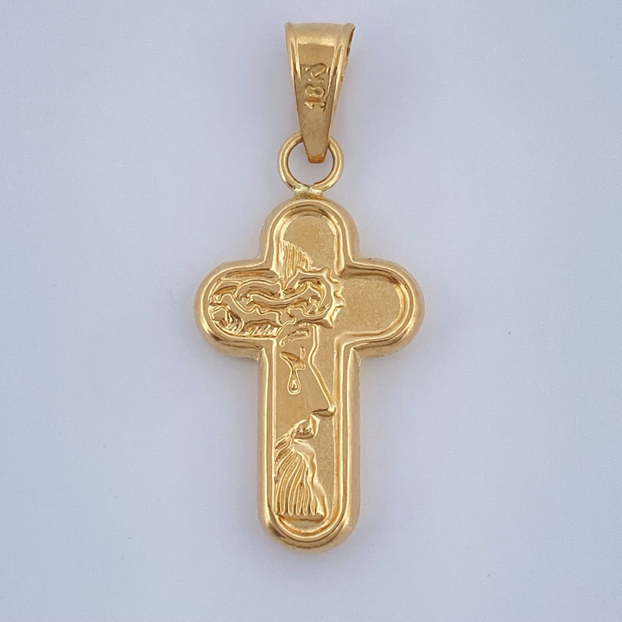 Dije Cruz Rostro Cristo 0.85gr / 1 in / Oro Amarillo 18K $