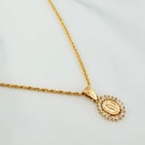 Rope Chain Set + Miraculous Virgin Pendant / 1.95gr / 19 3/4 in 18K Yellow Gold